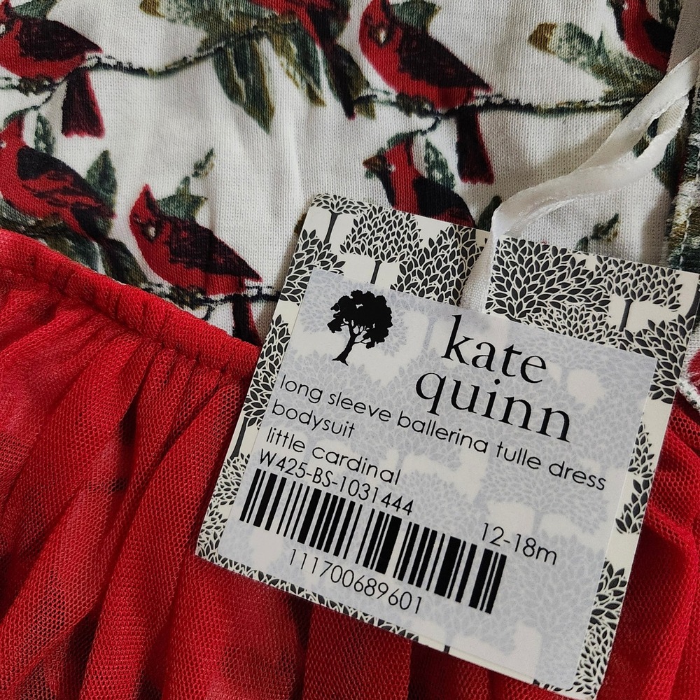 NEW Kate Quinn Little Cardinal Long Sleeve Ballerina Tulle Dress 12-18M Red - Picture 4 of 12